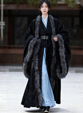 汉服秋冬加绒大袖衫武侠影视cos古装披风大袖加厚汉服斗篷大袖衫