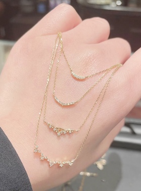 nojes新爱心荷叶裙边银镀金项链