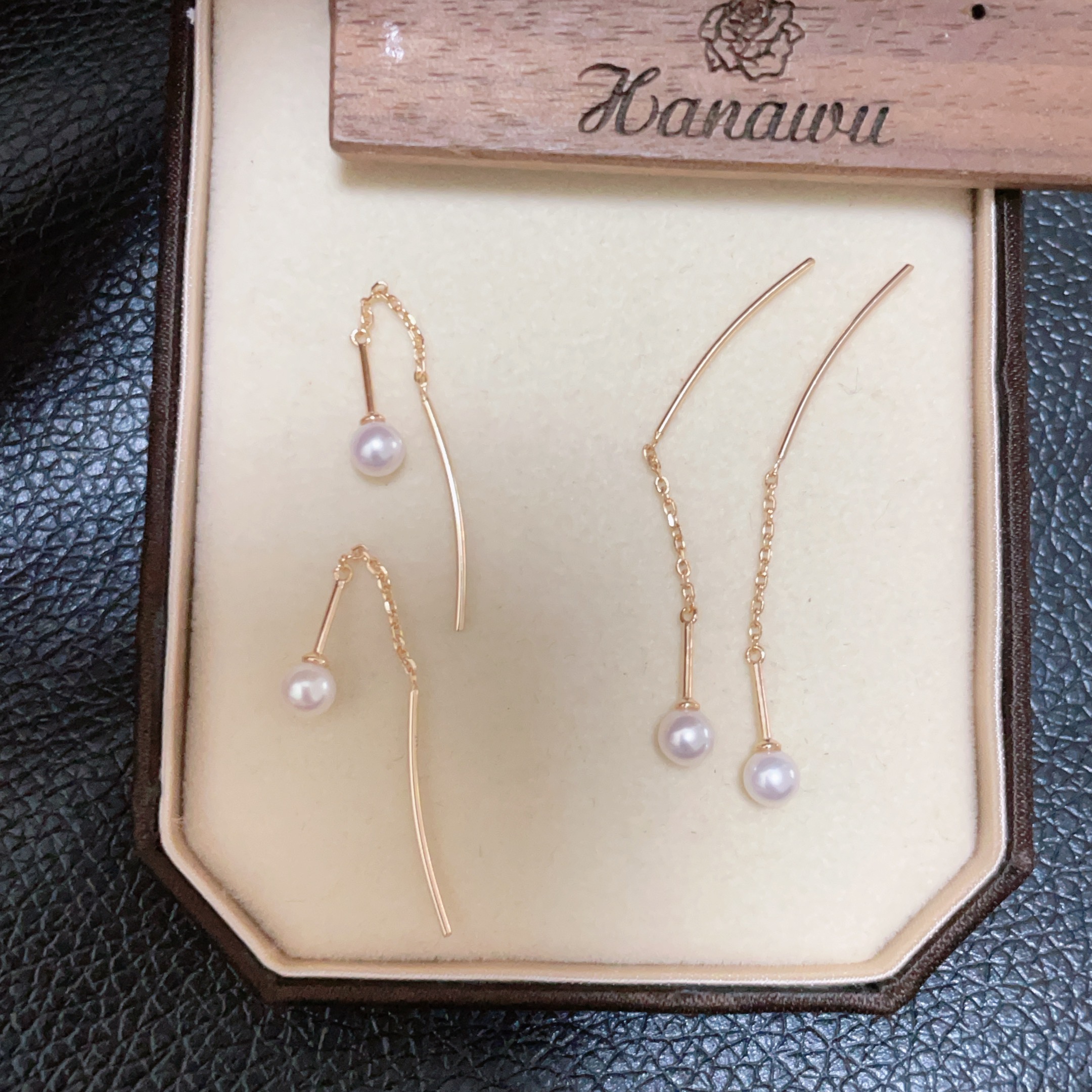 agete珍珠长款耳线耳环