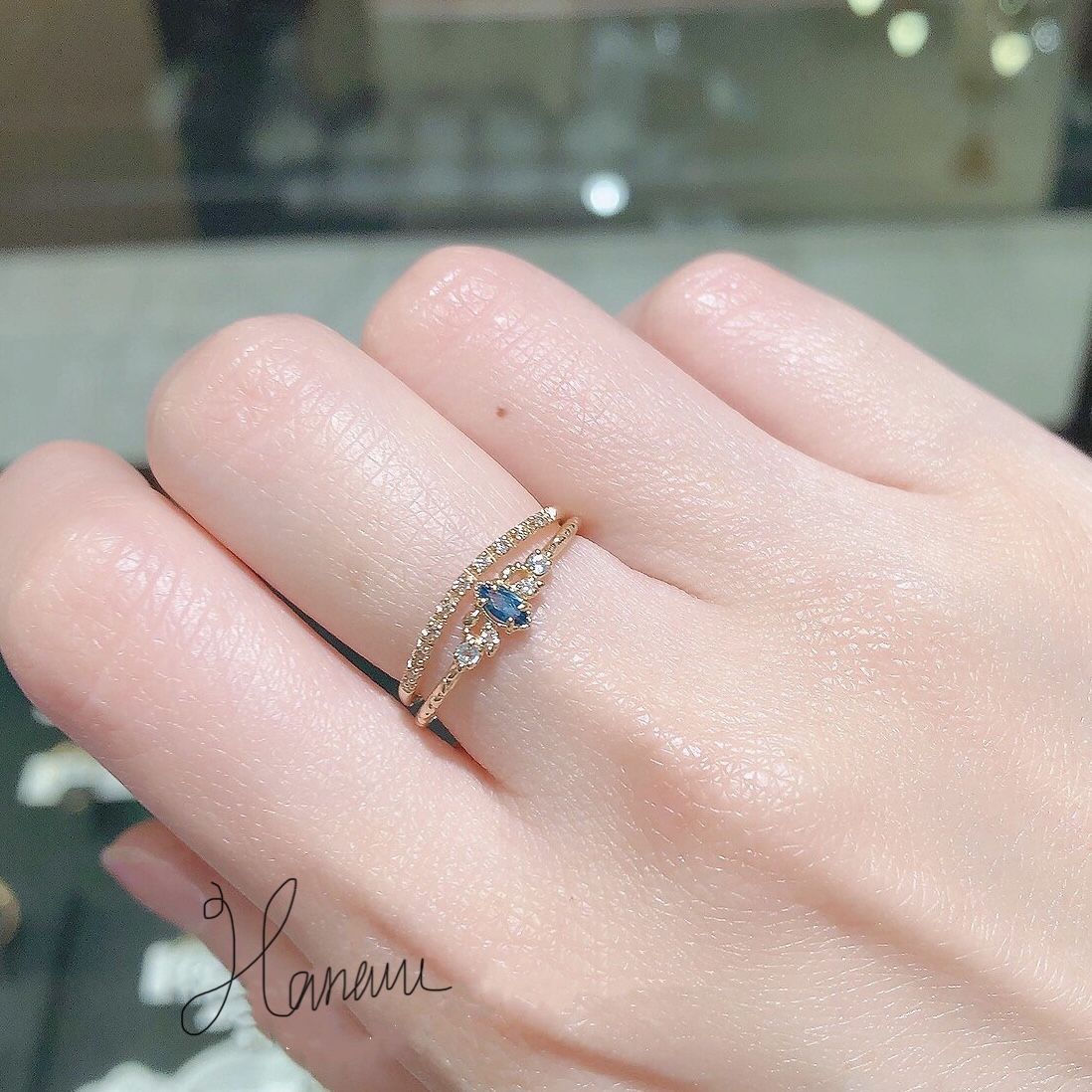 nojes天然蓝托帕石蝴蝶精致戒指