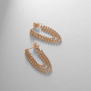 日本cocoshnik小金珠多层三连链流苏耳钉耳饰耳环个性通勤银镀金