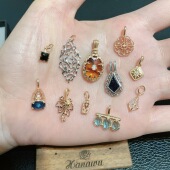 日牌12款 日系天然石榴琥珀托帕石项坠吊坠阿卡nojess纯银14K