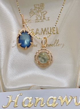 agete新款天然石双拼项链吊坠