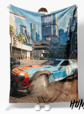 赛博朋克2077浮空车Type-66跑车午休毯沙发毯空调毯子盖毯毛毯