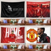 C罗CR7海报写真足球球星球迷周边自媒体博主直播装 饰背景墙布挂布