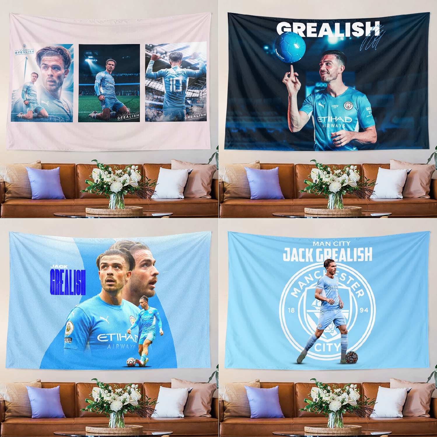 杰克格拉利什曼城MCFC足球球星周边海报写真装饰背景墙布挂布挂毯