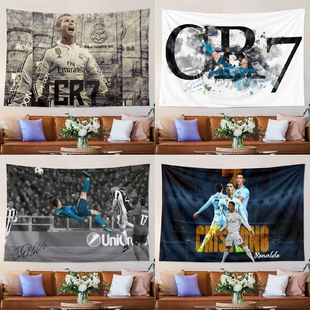 皇马C罗CR7足球球星球迷周边卧室宿舍主题装饰海报背景墙布挂布毯