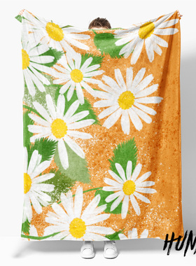 复古浪漫美学小雏菊Daisy治愈印花午休毯沙发毯空调毯子盖毯毛毯