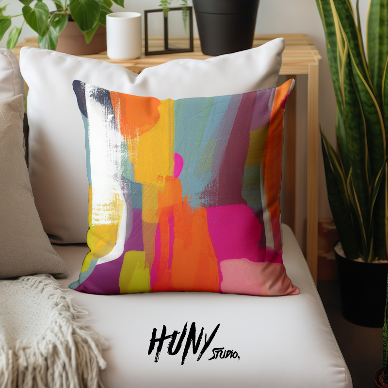 家用抱枕北欧风几何色彩涂抹