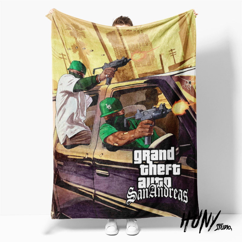 GTA侠盗圣安地列斯游戏周边礼物午休毯沙发毯空调毯子盖毯毛毯