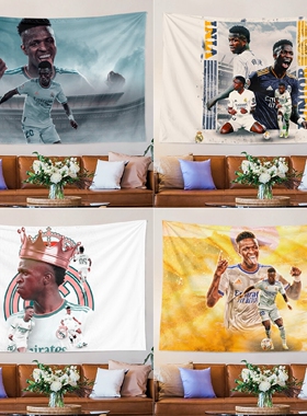维尼修斯儒尼奥尔Vinicius皇马足球球星写真海报装饰背景墙布挂布