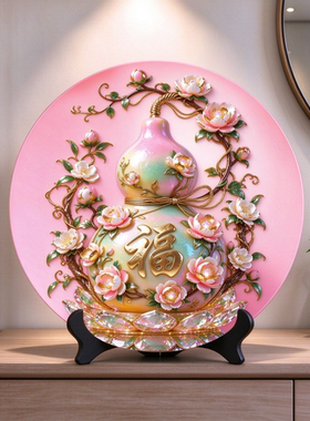 葫芦摆件家居玄关餐边柜福禄平安客厅乔迁装饰画桌面木质摆台瑚鲁