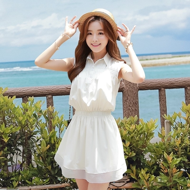 韩版春夏装2020新款女装时尚蓬蓬裙衬衫裙白色无袖修身短款连衣裙在类目 模玩/动漫/周边/cos/桌游, Cosplay服饰/道具/服务, Cosplay女装中 - 来自Buy2taobao.com提供专业的淘宝代购服务