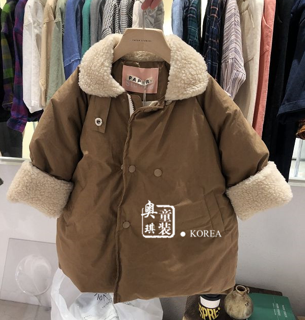 现货韩国进口童装冬装新款男童女童中长款棉袄儿童保暖羽绒服