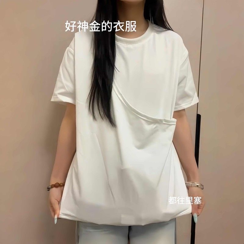 【好能装的衣服】斜挎大口袋纯棉T恤情侣短袖大容量夏季休闲衣服