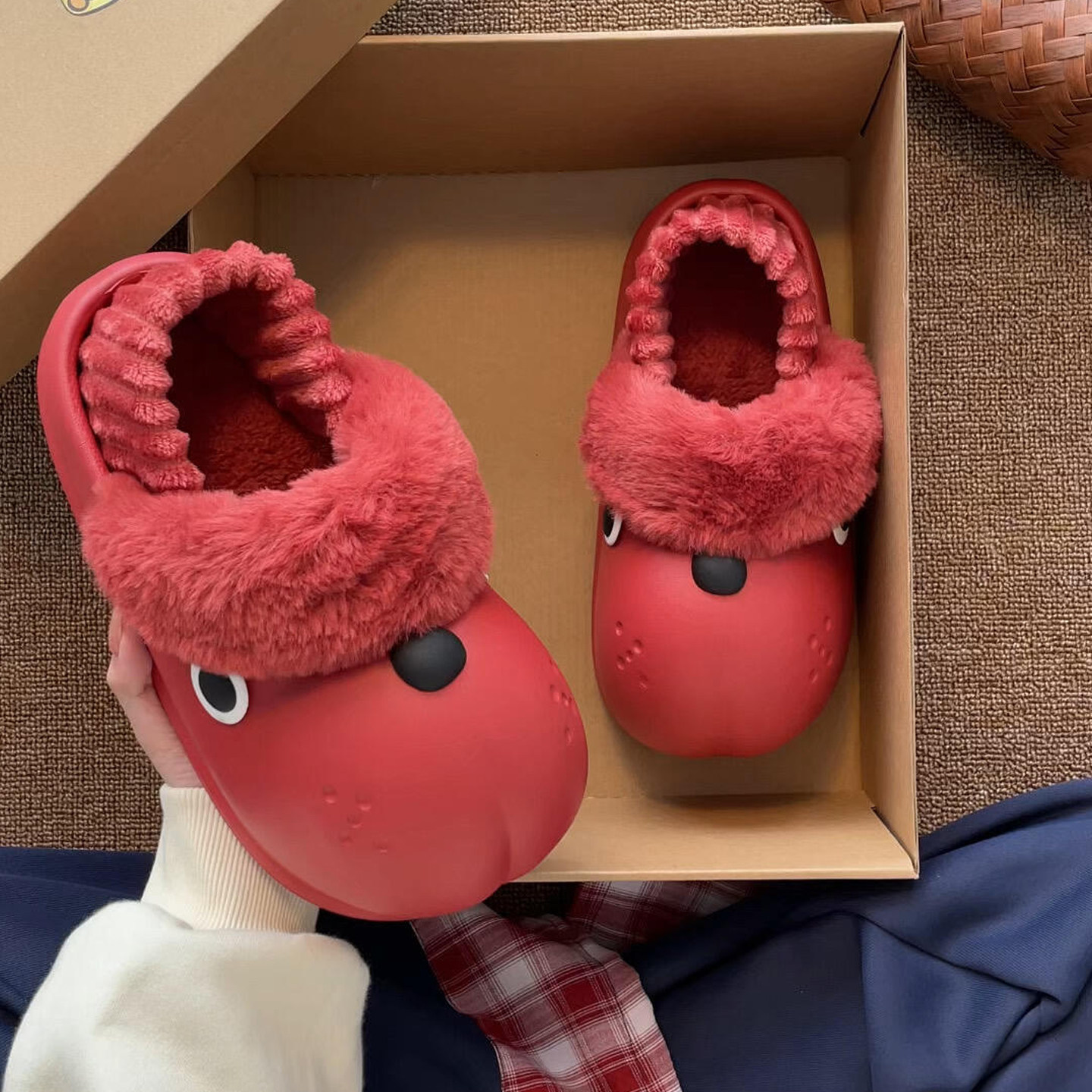 大嘴狗棉拖鞋女款2025新款冬季包跟家居室内防滑防水保暖外穿拖鞋