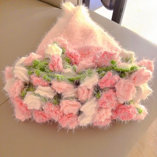 渐变玫瑰花毯diy材料包手工钩织成品铃兰花毯牛奶棉线七夕送礼物