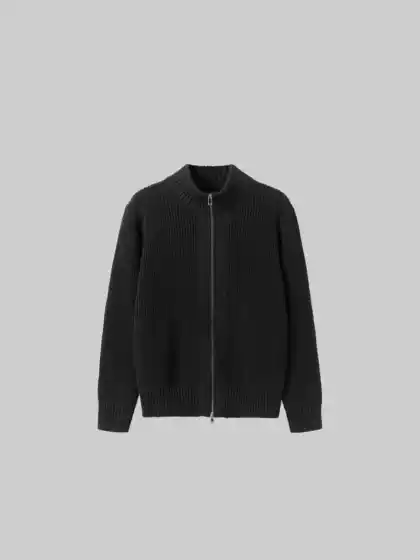 Cat and Mouse Anti-Pilling Stand Collar Cardigan Sweater Heavy Combed Cotton Knitwear Warm Thickened Jacket American Style