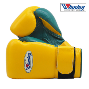 WINNING BOXING高端职业专业拳击格斗比赛训练拳套手套定制款黄绿