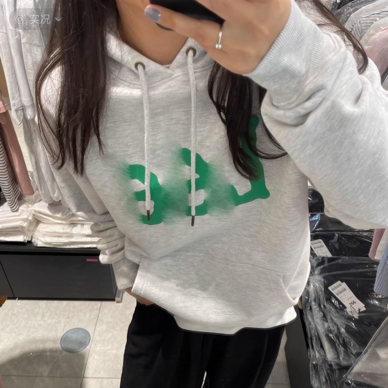 nonoco.2025 韩国设计师款 大LOGO印花 休闲情侣款毛圈连帽卫衣