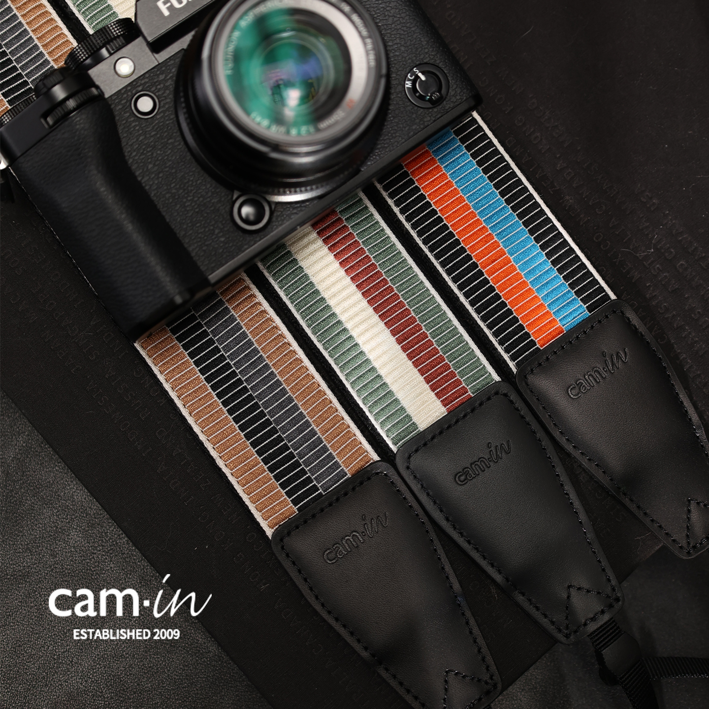cam·in 相机背带新品绣花系列适用佳能尼康富士索尼单反斜挎肩带