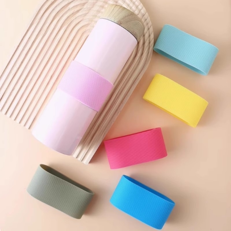 硅胶杯套玻璃杯保温杯杯子套防滑水杯圈保护套直筒加厚耐用茶杯套