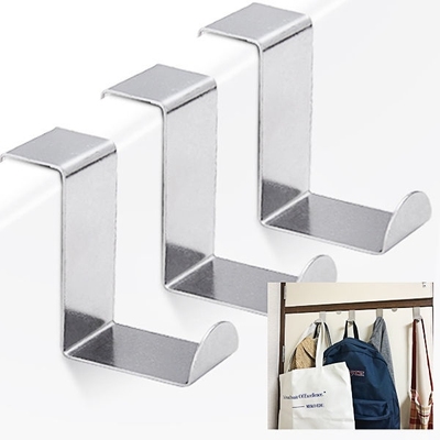 不锈钢免打孔橱柜门后无痕挂钩z型浴室置物架活动卡扣黑色挂衣钩