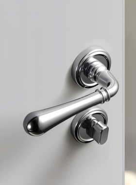 莫兰法式复古风门锁室内卧室亮银色房门锁卫生间静音磁吸门把手