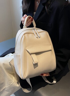 复古小众高级感双肩包2025新款软皮纯色时尚百搭通勤休闲旅游背包