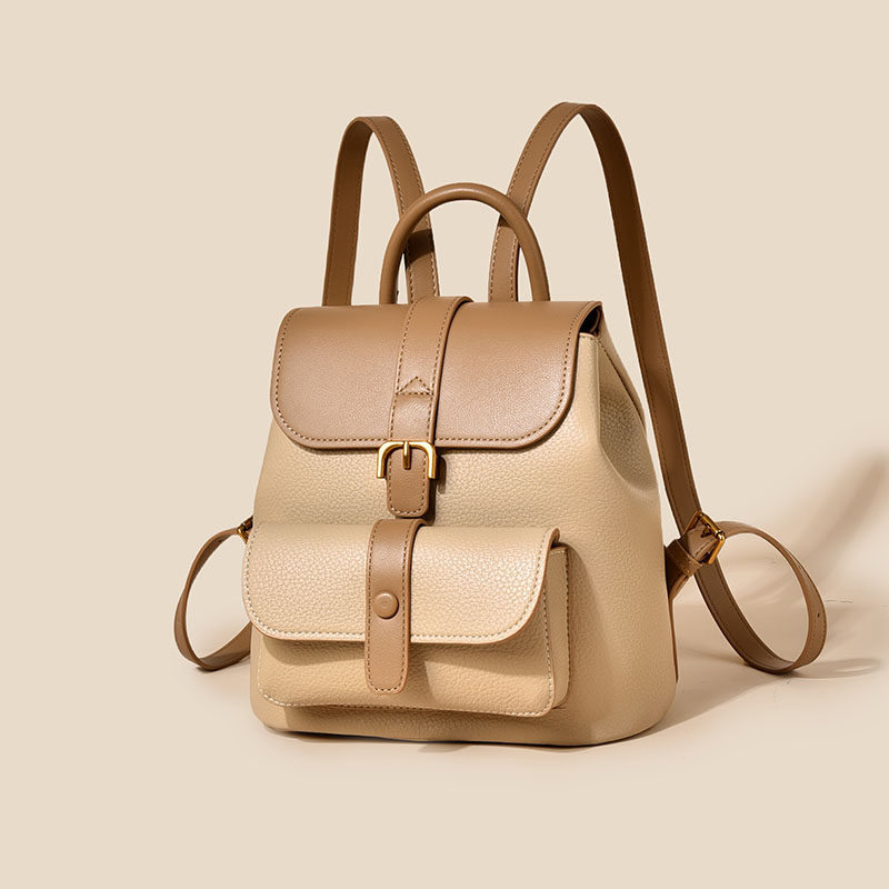 凡思曼复古时尚大容量双肩包新款高级感小众通勤撞色软皮旅行背包,箱包皮具/热销女包/男包,双肩背包,淘宝优惠券,粉丝福利购,淘宝优惠卷