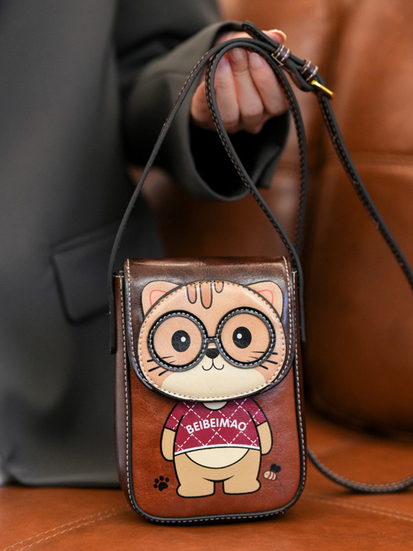 Beibao Bear Soft Leather Phone Bag for Women 2026 New Mini Cute C