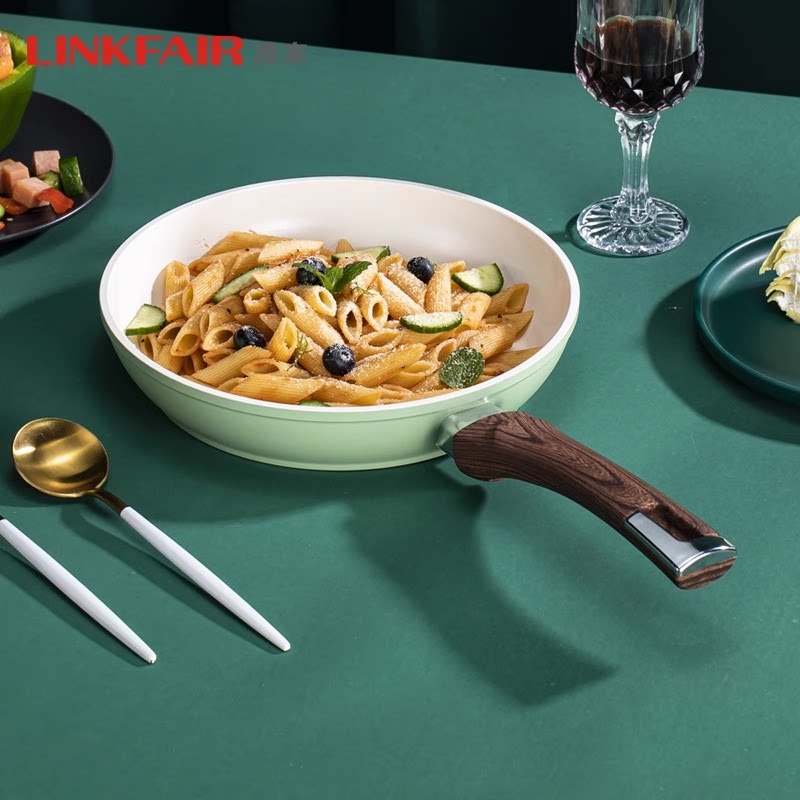凌丰悠彩系列平底锅不粘锅煎蛋煎饼煎锅烙饼锅燃气灶电磁炉通用