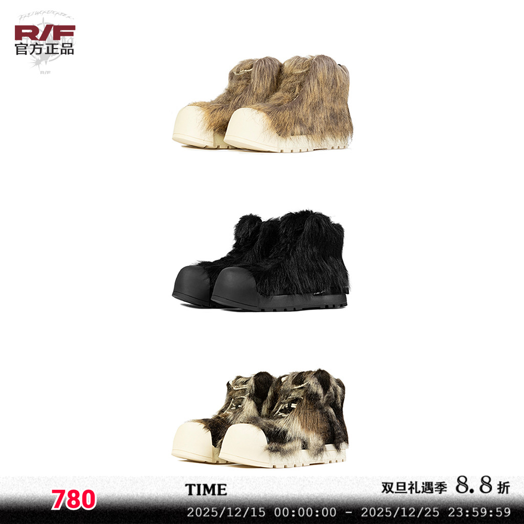 R/F    HIGH TOP THICK SOLED BOOTS 长毛高邦大头靴