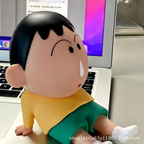 公仔动漫蜡笔小新摆件网红潮玩野源桌面模型懒人阿呆手机支架