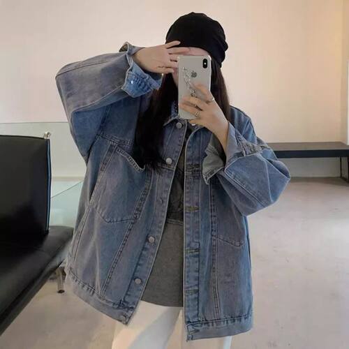 牛仔外套女2023新款小众设计感宽松BF风春秋中长款别致上衣ins潮