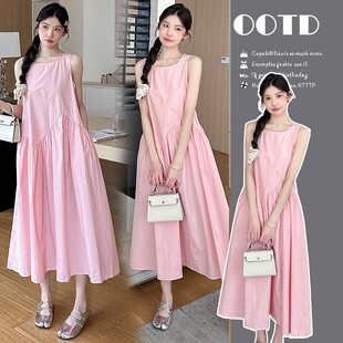 背心裙夏季 不规则拼接无袖 连衣裙宽松休闲裙子裙夏 夏装 度假风女装