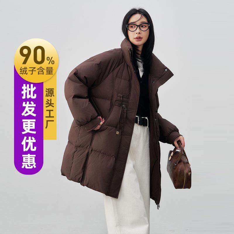 2025年冬季新款韩版立领中长款平湖羽绒服女宽松直筒加厚88M53