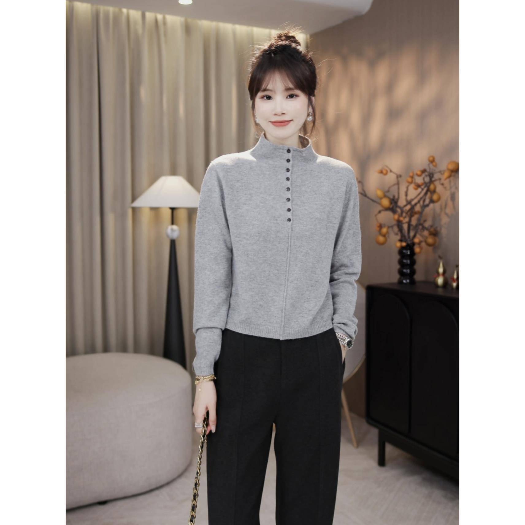 萌姐-“高知半开襟”品质感羊绒羊毛！设计感柔软亲肤显瘦毛衫