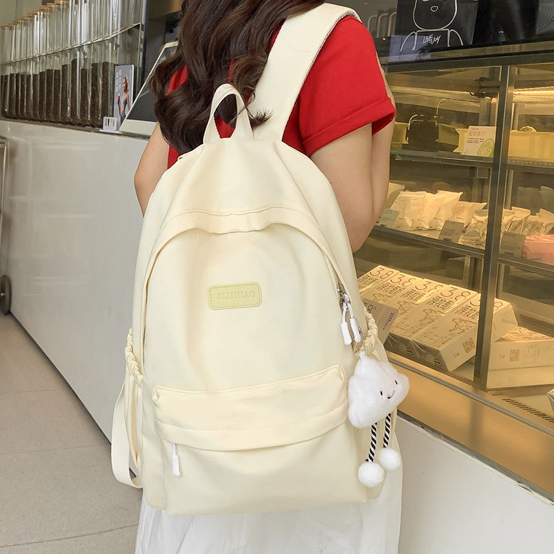 简约休闲纯色书包女初中高中