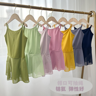 新款 儿童舞蹈服吊带裙连体服锦氨考级服女童练功服女孩培训班套装