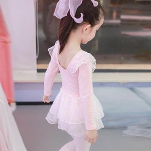 上新啦儿童舞蹈服女童长袖连体服纯棉芭蕾舞练功服考级女孩体操服
