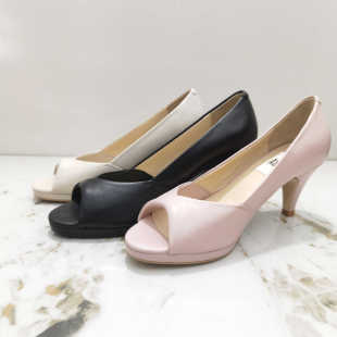 AS断码清仓女高跟鞋皮鞋中跟鱼嘴浅口细跟裸色气垫正品am80150