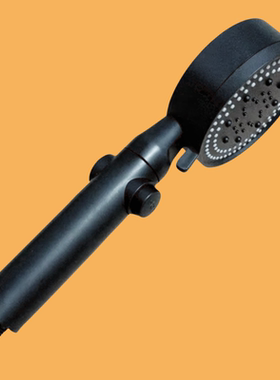 黑色带增压花洒喷头淋浴洗澡软管可调角度座子多档可调喷雾莲蓬头