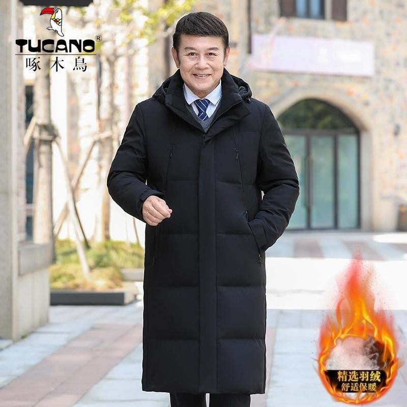 啄木鸟男士中长款过膝羽绒服外套