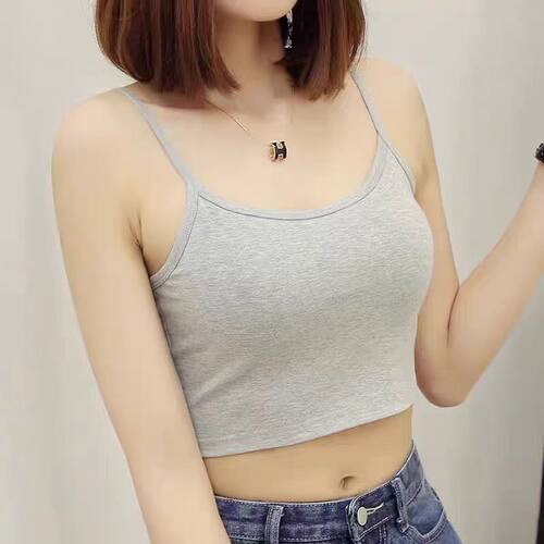 纯棉挂脖吊带背心女系带小短性感