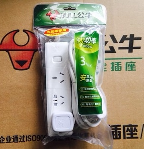 公牛插座排插16A空调专用3/5米大功率带开关插线板电热水器接线板