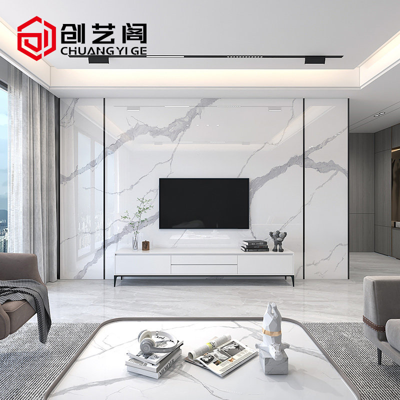 岩板电视背景墙客厅800x2600板材轻奢现代简约2023新款影视墙装饰