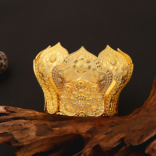 亿铜古风饰品六瓣莲花冠DIY饰品唐风发冠 电泳保色汉服配饰主体冠