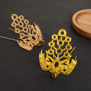 亿铜饰品DIY 明制新款狄髻凤凰发冠 古风汉服头饰发饰材料配件