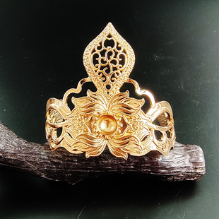 亿铜饰品 DIY 男士发冠 立体 莲花冠 古风头饰发冠 高端电泳保色